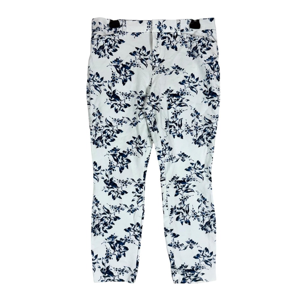 Gap Pants Womens 10 White Floral Signature Skinny Ankle Stretch Twill Casual